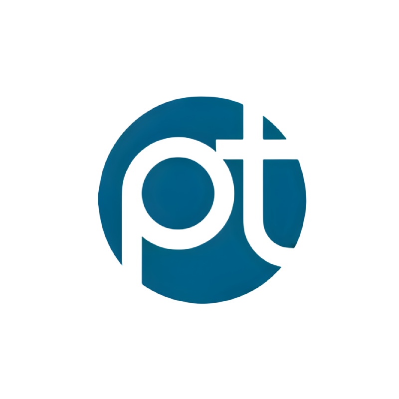 A decorative, simple logo with an elegant P.T. making up the logo.